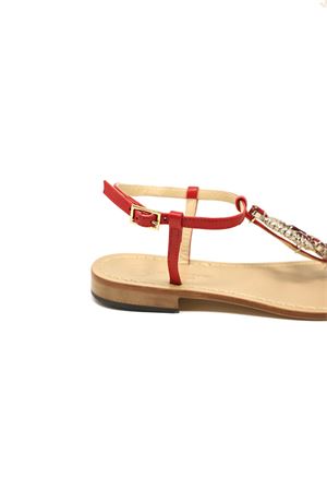 Red Capri sandals with jewels Da Costanzo | RINGEJEWELROSSOROSSO